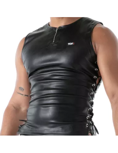 Kinky Black Lace-Up Tank Top – Sexy & Bondage | TOF Paris