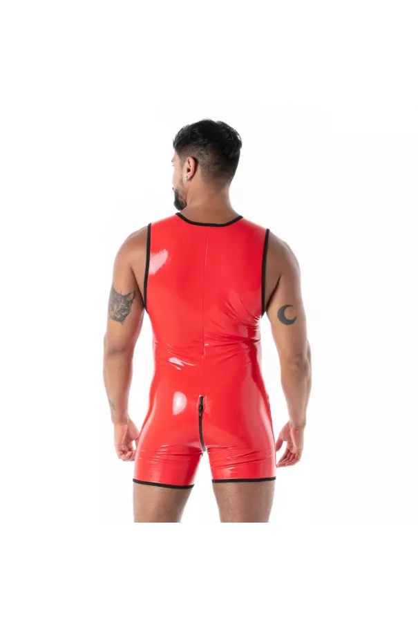 Latex Full Zip Body red