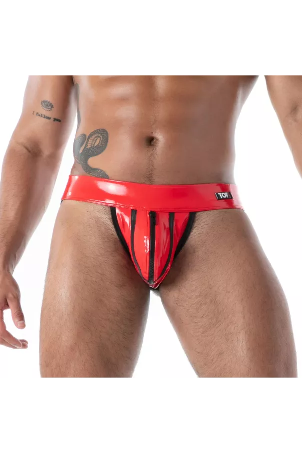 Zipped Jock Latex Second Skin Red