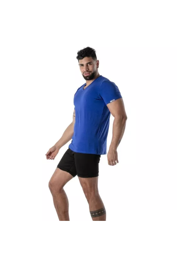 Colored V-Neck T-Shirt in Blue - Men’s Casual & French Style | TOF Paris