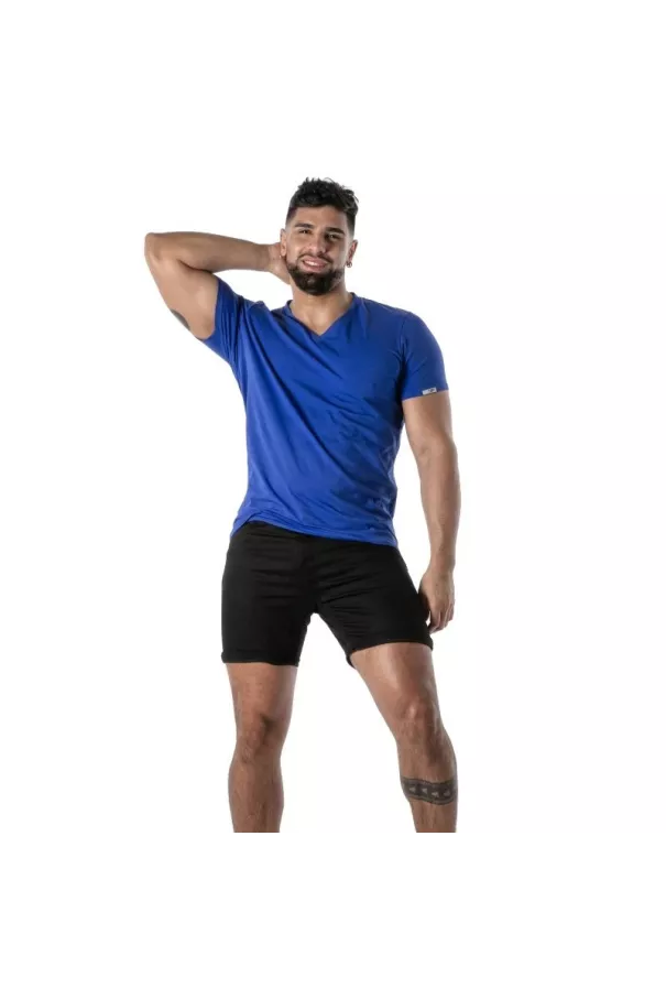 Colored V-Neck T-Shirt in Blue - Men’s Casual & French Style | TOF Paris