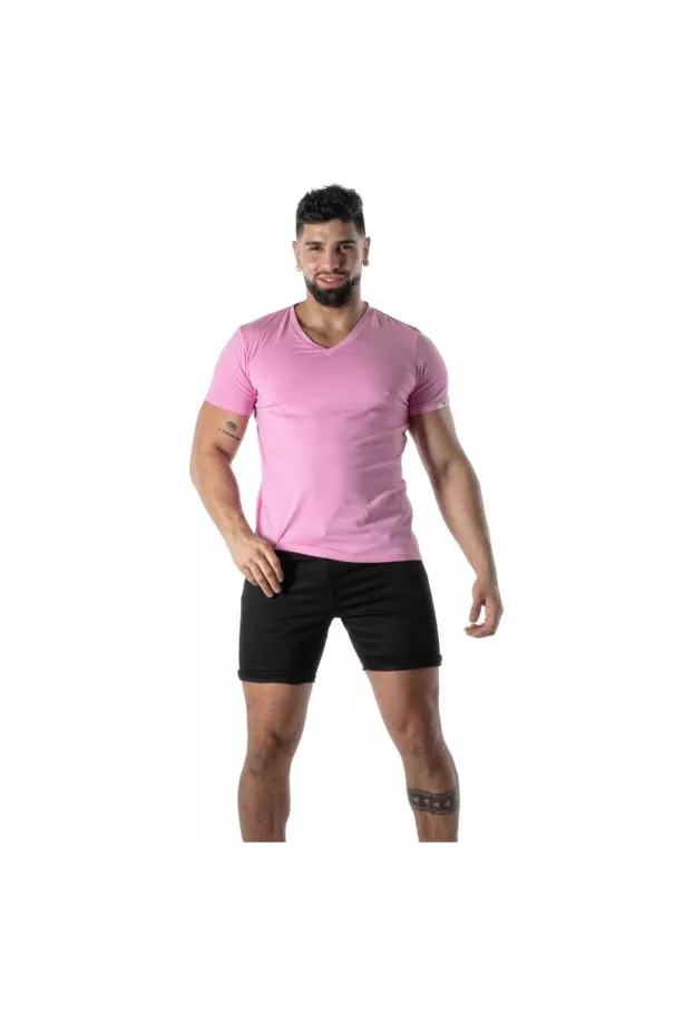 Pink V-Neck T-Shirt - Men's Casual & Fashion T-Shirts | TOF Paris
