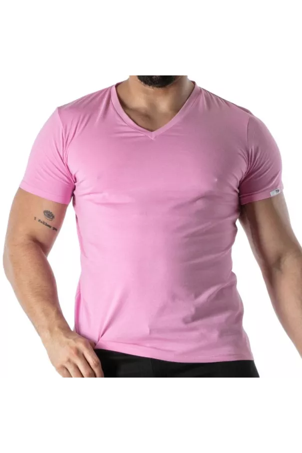 Pink V-Neck T-Shirt - Men's Casual & Fashion T-Shirts | TOF Paris