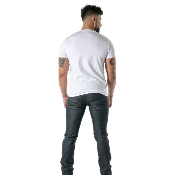 Colorful V-Neck T-Shirt in White - Men's Casual Fashion | TOF Paris