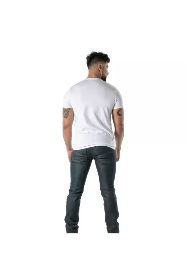 Colorful V-Neck T-Shirt in White - Men's Casual Fashion | TOF Paris