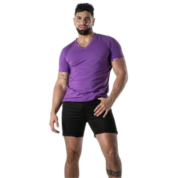 Purple V-Neck T-Shirt - Men's Casual Style & French Craftsmanship | TOF Paris