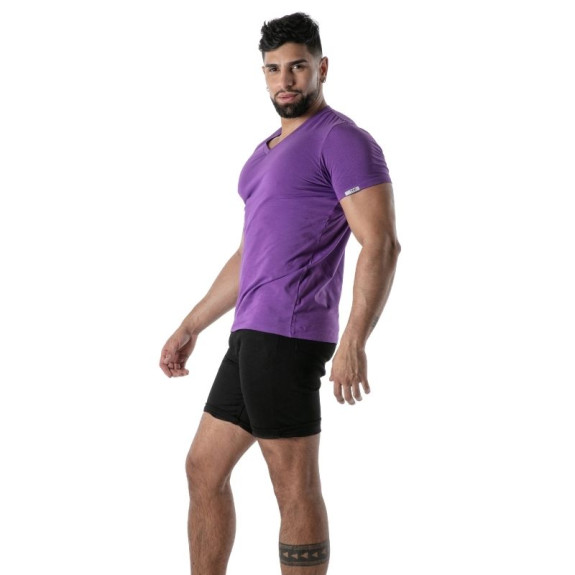 Purple V-Neck T-Shirt - Men's Casual Style & French Craftsmanship | TOF Paris