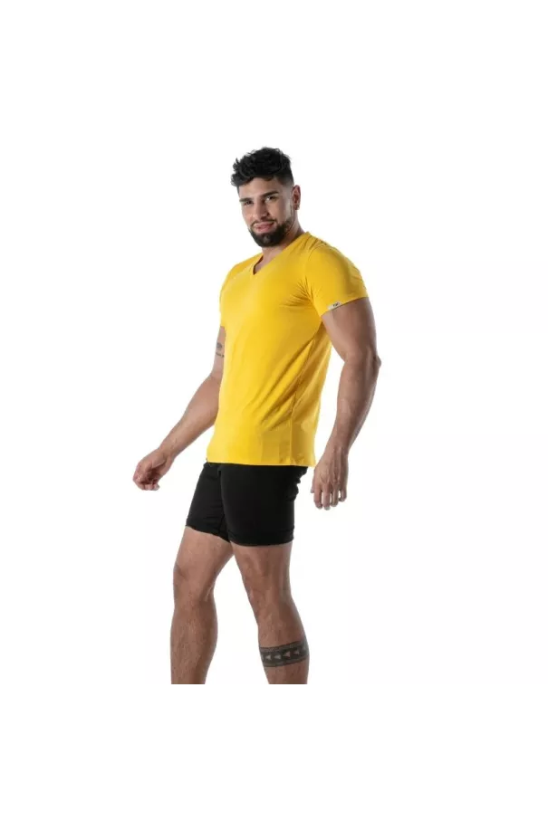 Yellow V-Neck Colorful T-Shirt - Men's Casual Streetwear | TOF Paris