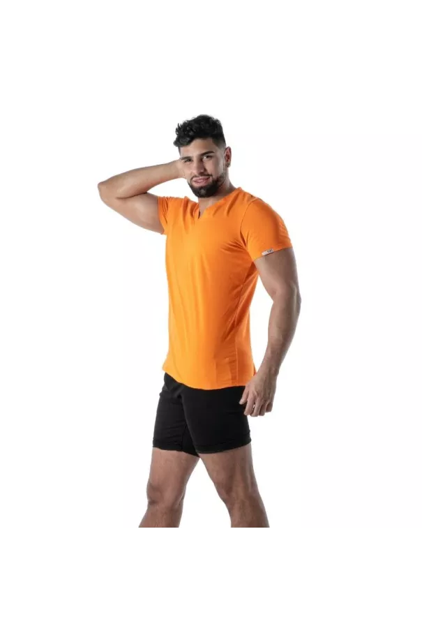 Orange V-Neck Colorful T-Shirt - Men's Casual Fashion | TOF Paris