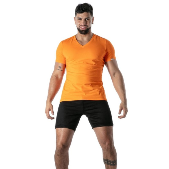 Orange V-Neck Colorful T-Shirt - Men's Casual Fashion | TOF Paris