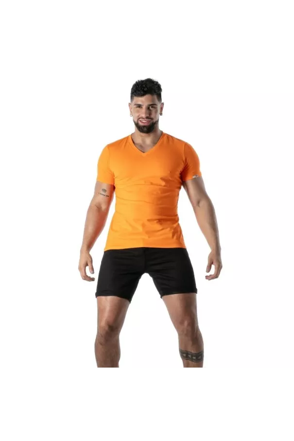 Orange V-Neck Colorful T-Shirt - Men's Casual Fashion | TOF Paris