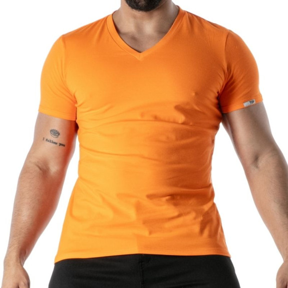 Orange V-Neck Colorful T-Shirt - Men's Casual Fashion | TOF Paris