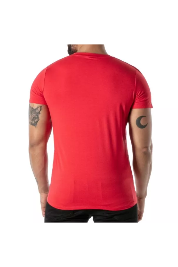 Red V-Neck Colored T-Shirt - Men's Casualwear & Style | TOF Paris