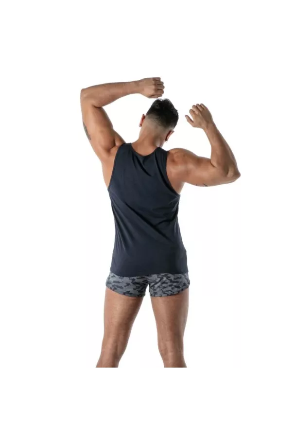 Navy Blue Camo Tank Top - Men's Casual Wear | TOF Paris