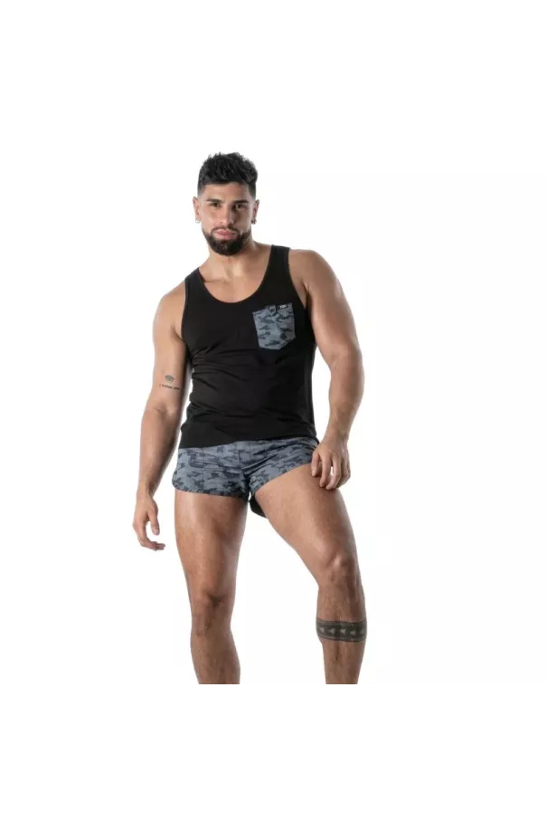Short Retro with Blue Camo Pockets - Men's Casual Shorts | TOF Paris