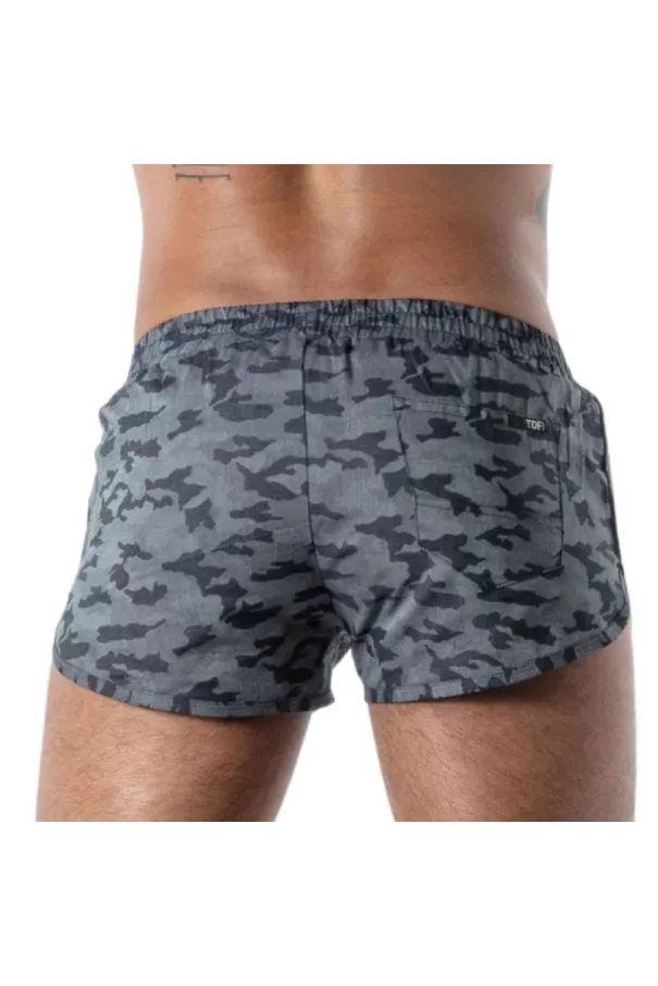 Short Retro with Blue Camo Pockets - Men's Casual Shorts | TOF Paris