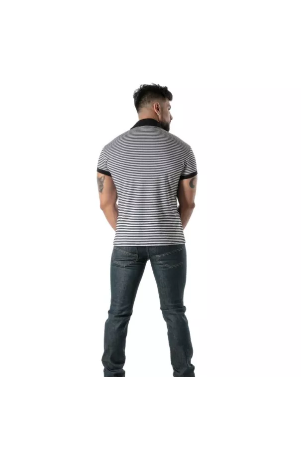 Navy Blue Striped Polo - Men's Casual & Polo Shirts | TOF Paris