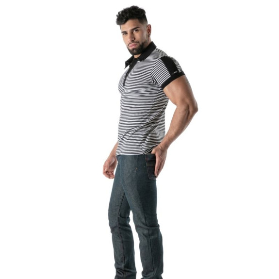 Navy Blue Striped Polo - Men's Casual & Polo Shirts | TOF Paris