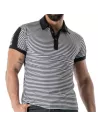 Navy Blue Striped Polo