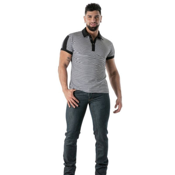 Navy Blue Striped Polo - Men's Casual & Polo Shirts | TOF Paris
