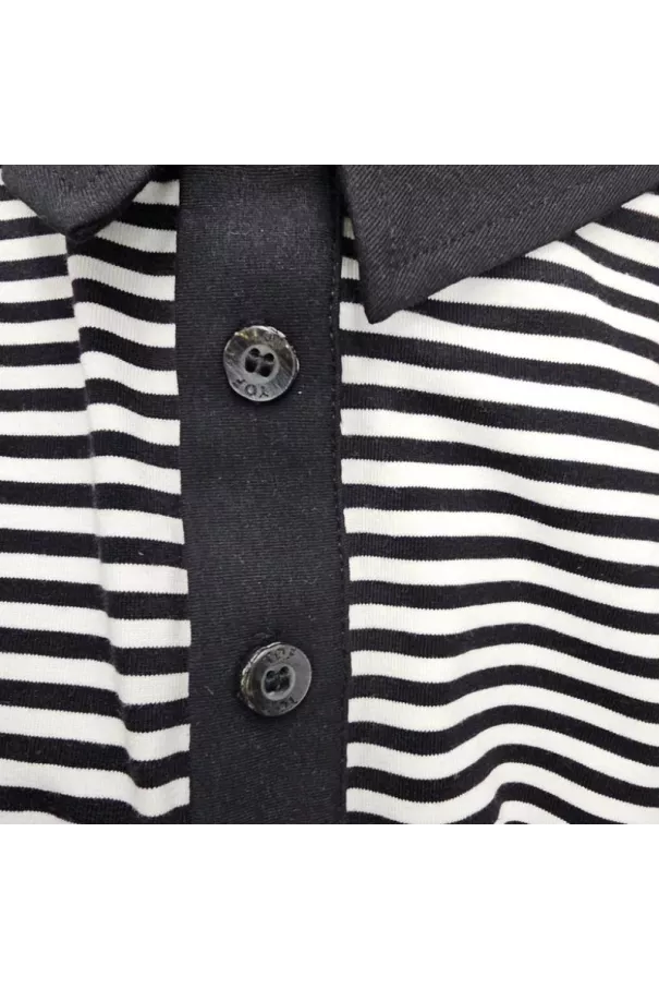 Navy Blue Striped Polo - Men's Casual & Polo Shirts | TOF Paris