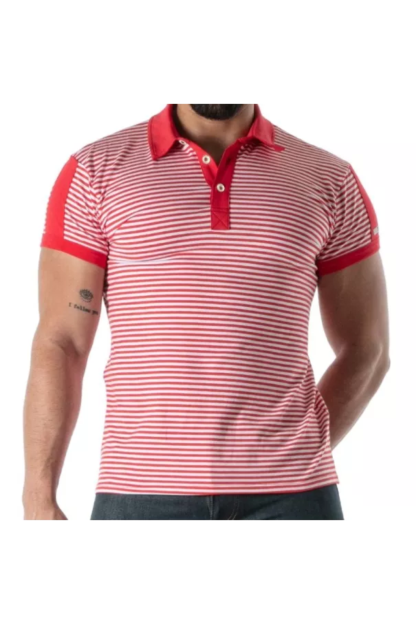 Red Striped Polo - Men's Casual Polo Shirt | TOF Paris