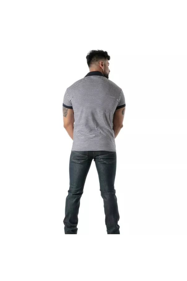 Black striped polo - Men's casual luxury polo shirt | TOF Paris