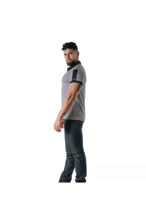 Black striped polo - Men's casual luxury polo shirt | TOF Paris