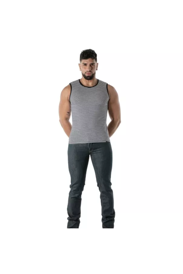 Black Striped Tank Top - Men's Casual Fashion | TOF Paris