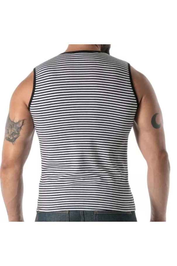 Black Striped Tank Top - Men's Casual Fashion | TOF Paris