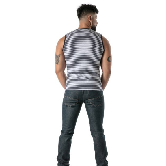 Navy Blue Striped Tank Top - Men's Casual & Fashion Tops | TOF Paris