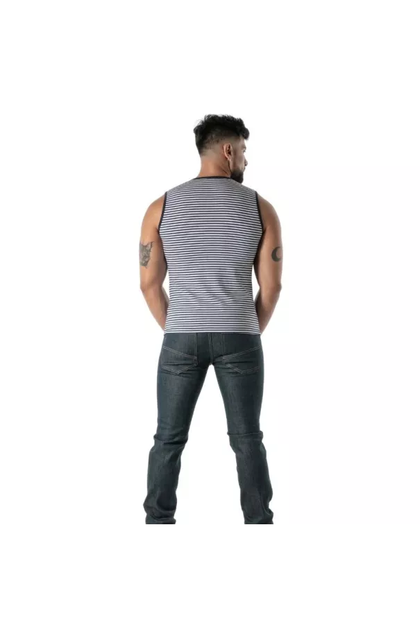 Navy Blue Striped Tank Top - Men's Casual & Fashion Tops | TOF Paris