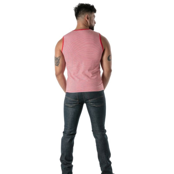 Red Striped Tank Top - Men's Casual & Clubwear | TOF Paris