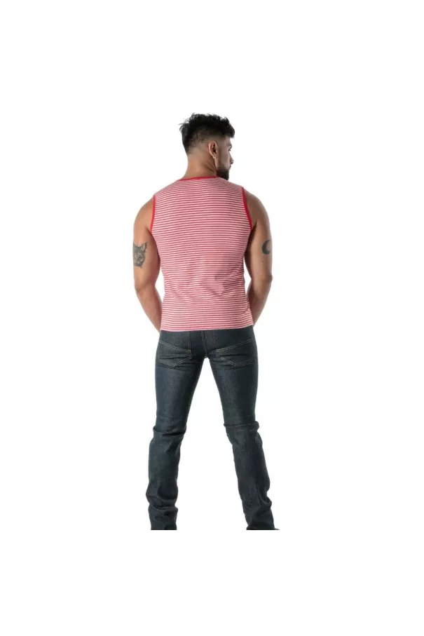 Red Striped Tank Top - Men's Casual & Clubwear | TOF Paris