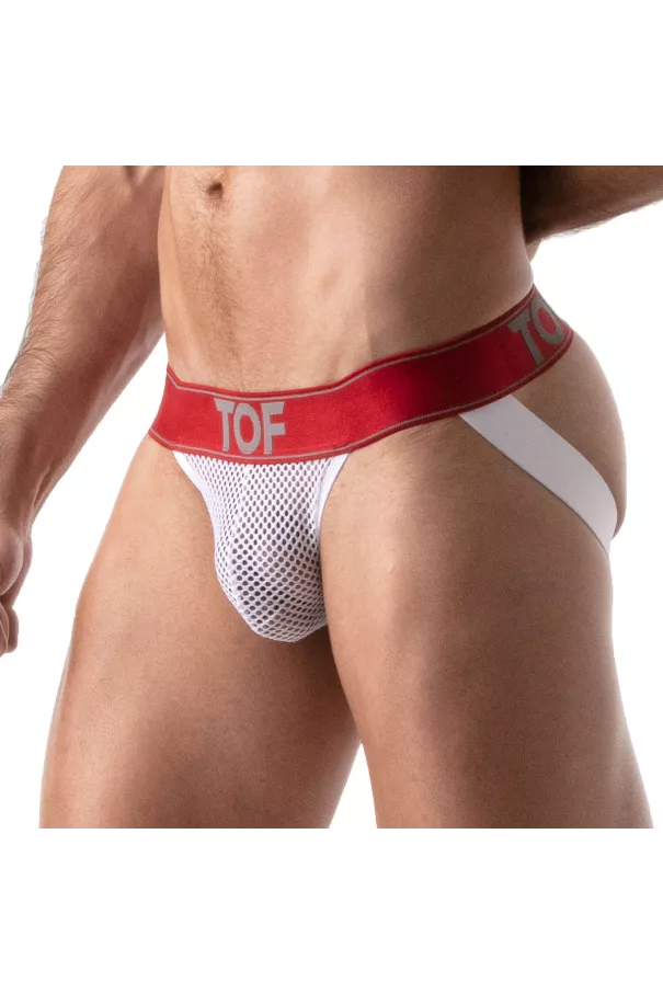 Mesh Jock White-red
