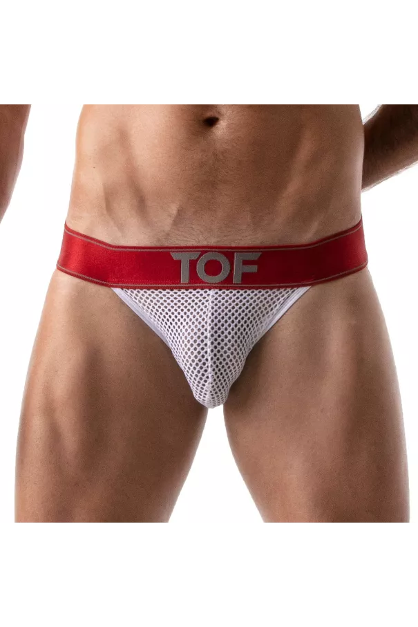 Mesh Jock White-red