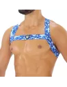 Fetish Elastic Harness Blue Camouflage