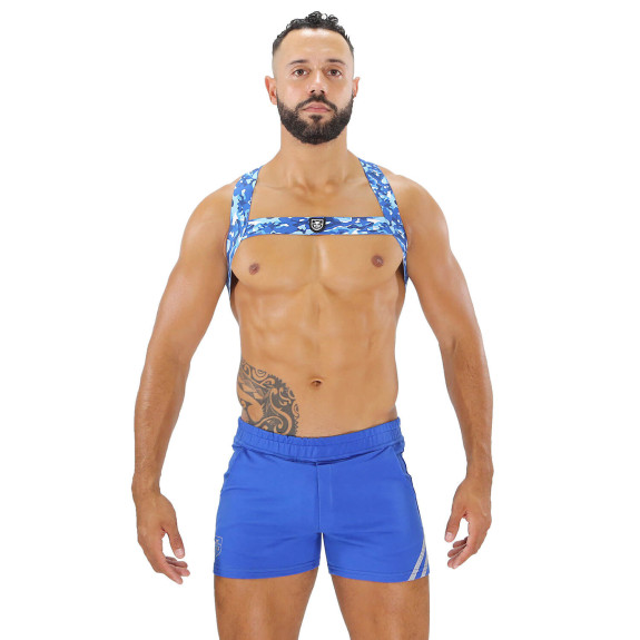 Fetish Elastic Harness Blue Camouflage