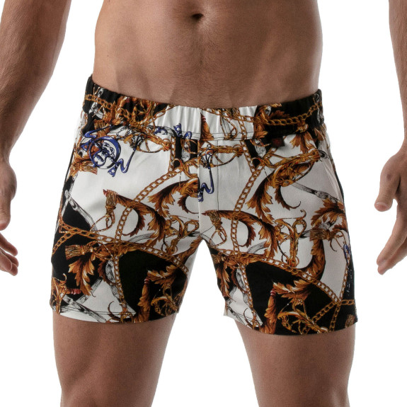 Baroque mid thigh Shorts Gold