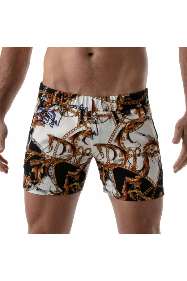 Baroque mid thigh Shorts Gold
