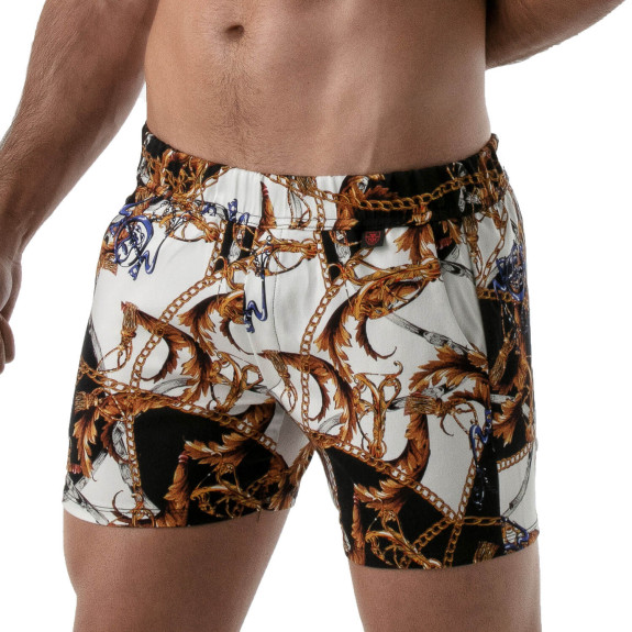 Baroque mid thigh Shorts Gold