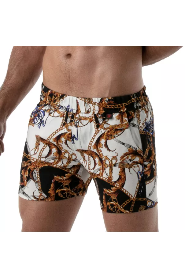Baroque mid thigh Shorts Gold