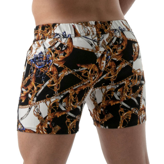 Baroque mid thigh Shorts Gold