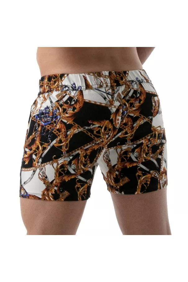 Baroque mid thigh Shorts Gold