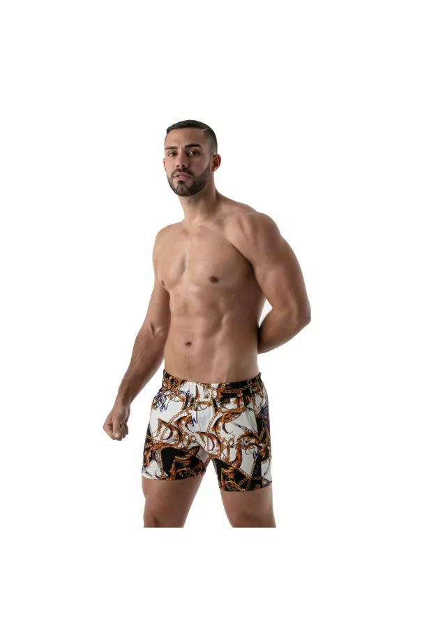 Baroque mid thigh Shorts Gold