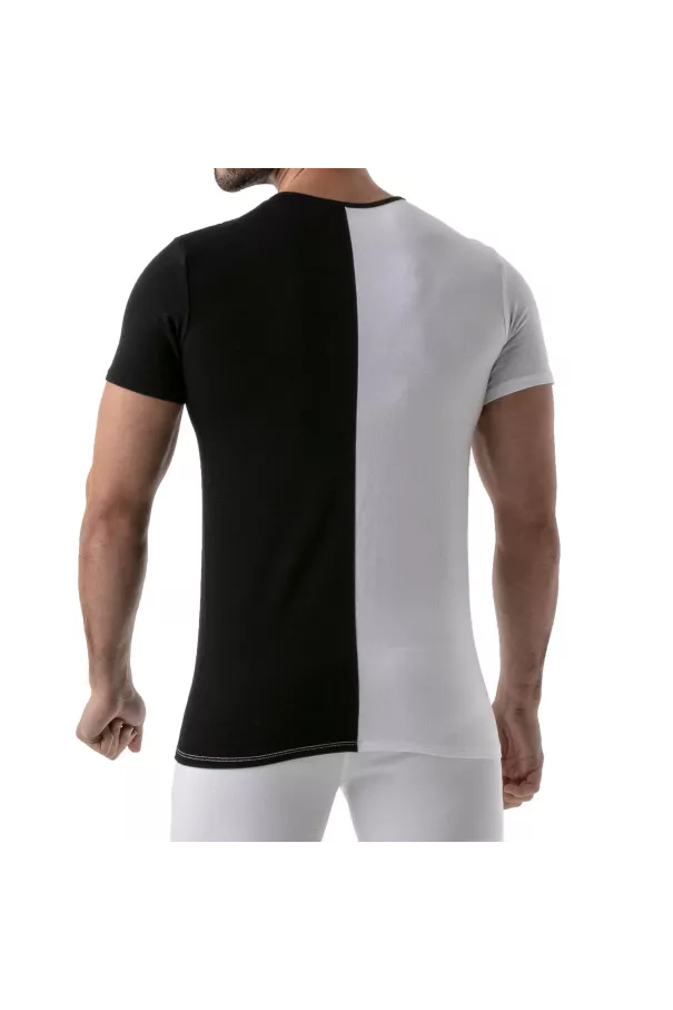 Bicolor t-shirt Black-white