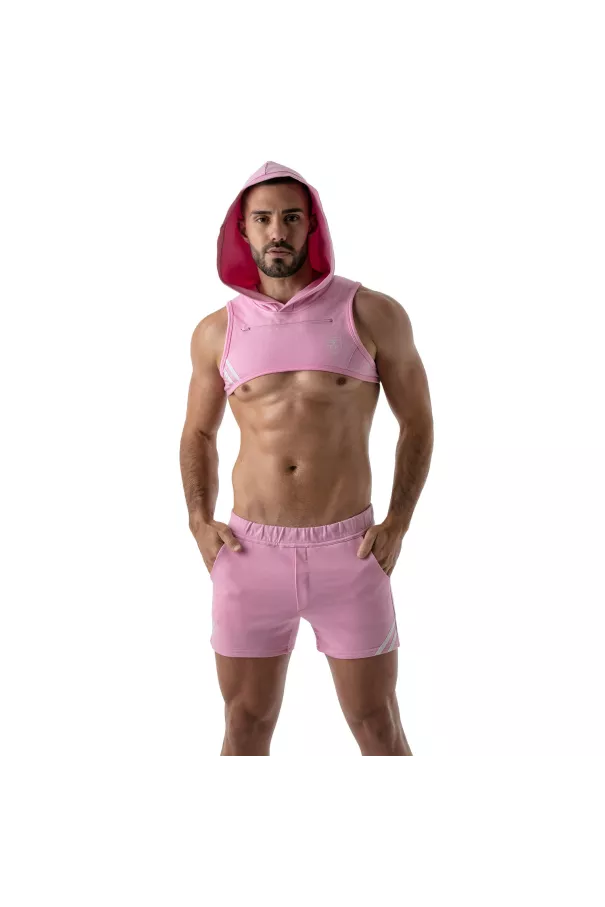 Paris Hoodie Harness Pink with a paris short pink