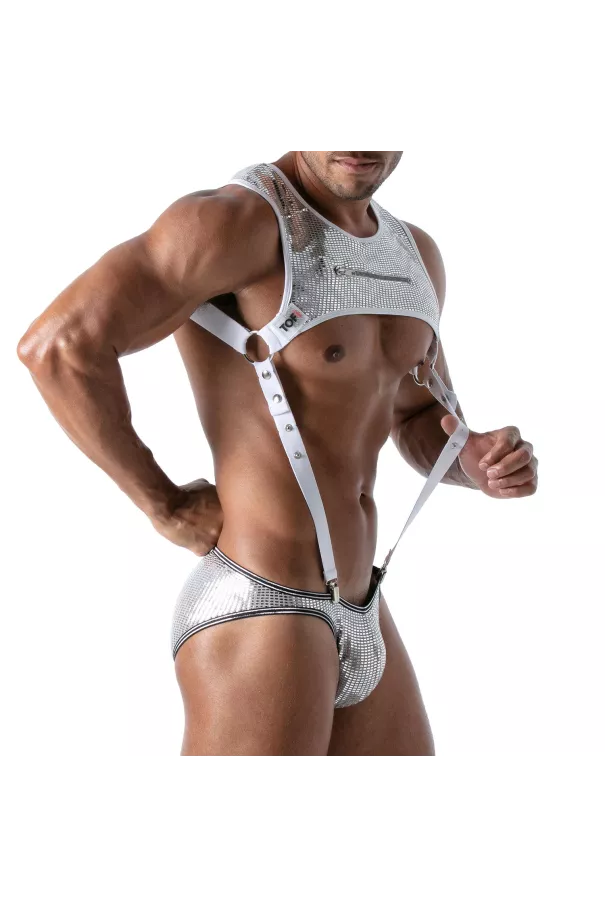 Men Harness- Silver Harness - Suspender - Bikini Silver