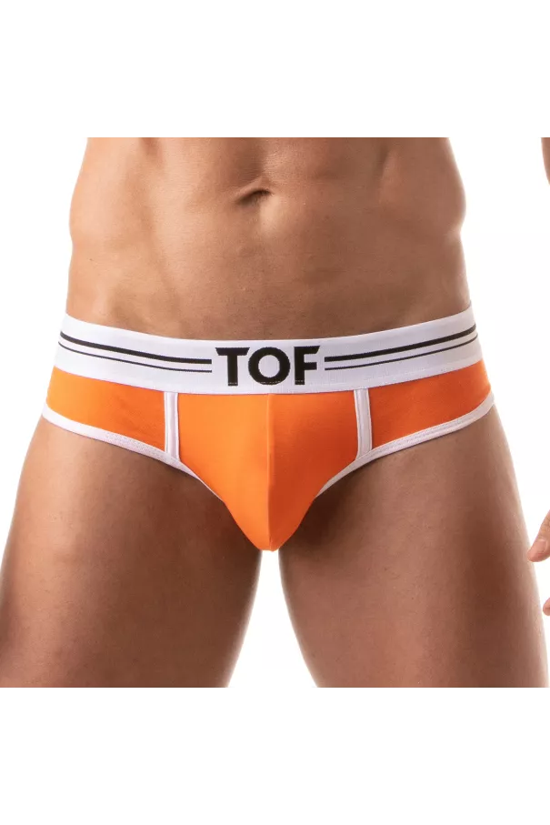French Brief for Men Orange - High-Cut Style and Comfort by TOF Paris
