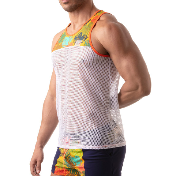 Floral Mesh Tank Top Yellow